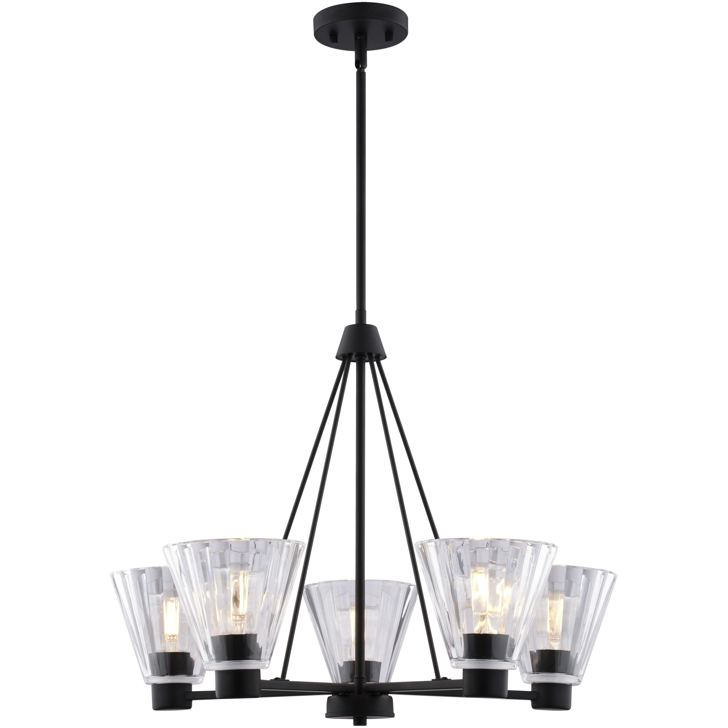 Dalton 5 Light 25.5 inch Matte Black Chandelier Ceiling Light