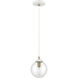 Boudreaux 1 Light 6 inch Matte White with Satin Brass Mini Pendant Ceiling Light