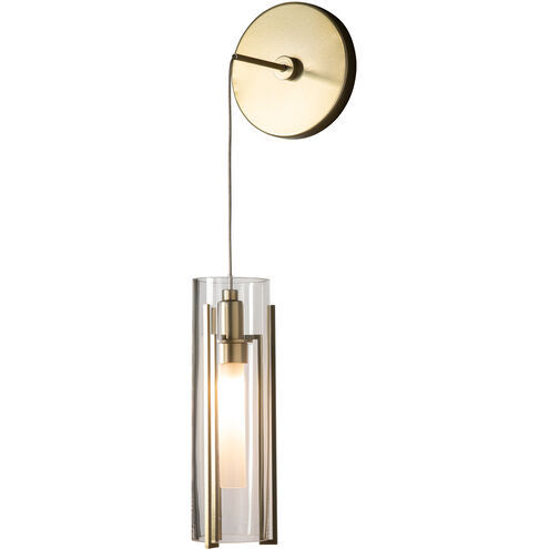 Exos Glass 1 Light 5.5 inch Modern Brass Mini Sconce Wall Light in Clear, Low Voltage