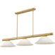 Vanguard 3 Light 58.5 inch Rubbed Brass Billiard Ceiling Light in White Mottle Glass
