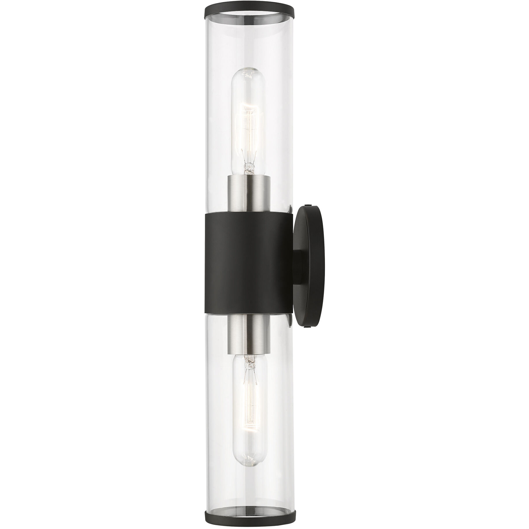 Banca 2 Light 4 inch Black with Brushed Nickel Accent ADA Vanity Sconce Wall Light