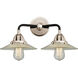 Nouveau 2 Halophane 2 Light 17 inch Black Polished Nickel Bath Vanity Light Wall Light in Clear Halophane Glass