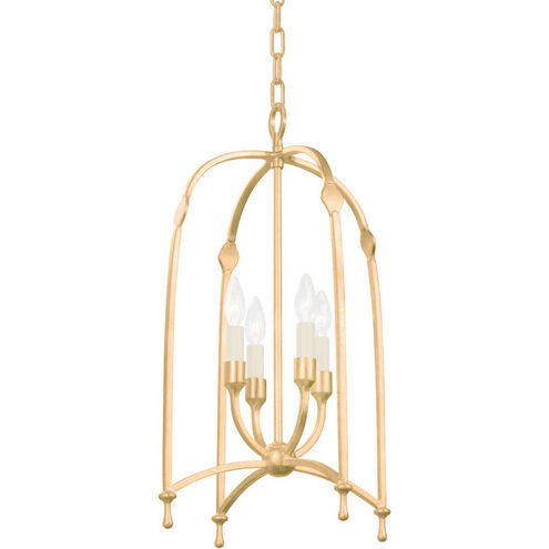 Rhett 4 Light 15 inch Vintage Gold Leaf Foyer Lantern Ceiling Light