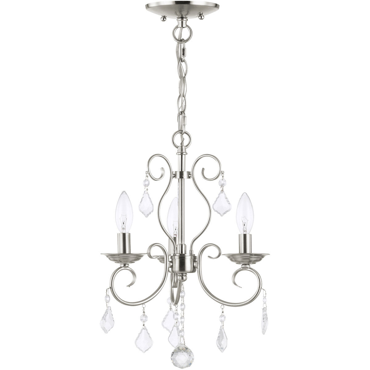 Donatella 3 Light 12 inch Brushed Nickel Convertible Mini Chandelier/Ceiling Mount Ceiling Light