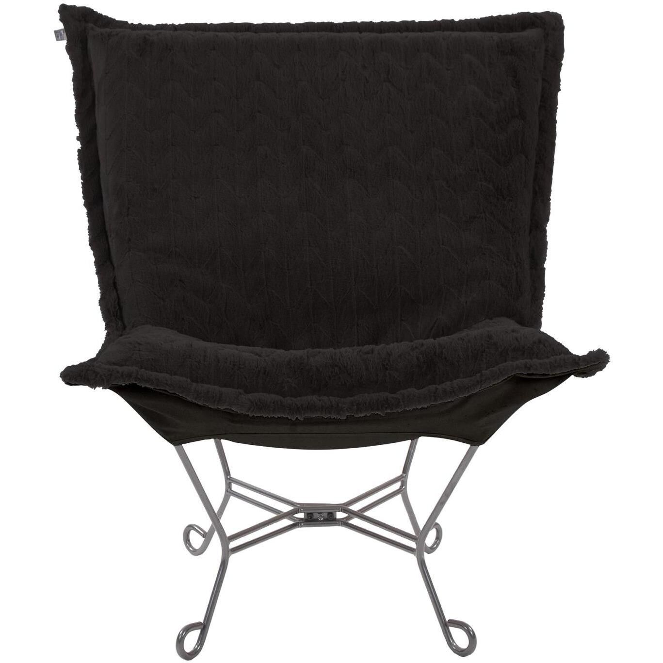 Puff Angora Ebony Scroll Chair with Cover