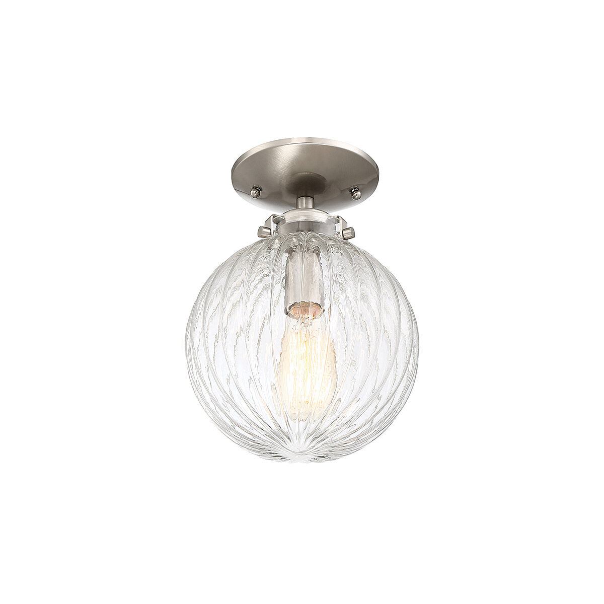 Modern 1 Light 8 inch Brushed Nickel Semi-Flush Ceiling Light