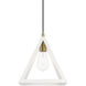 Pinnacle 1 Light 10 inch Textured White with Antique Brass Accents Pendant Ceiling Light