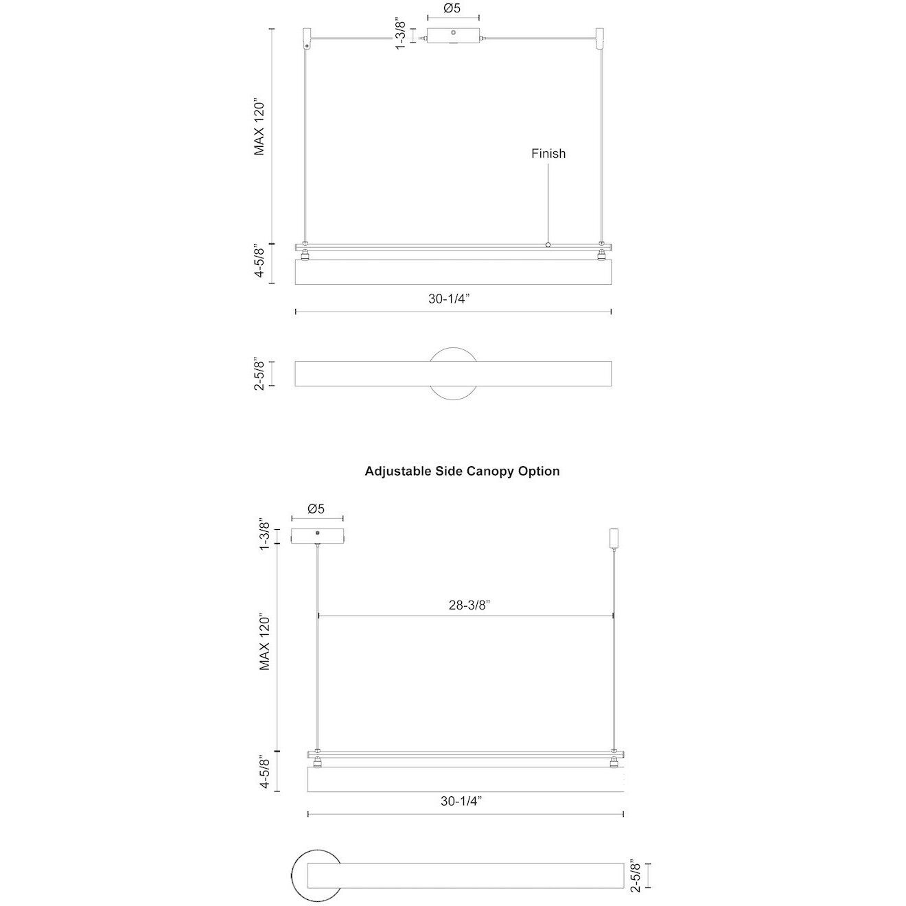 Gramercy LED 30.25 inch Black Linear Pendant Ceiling Light