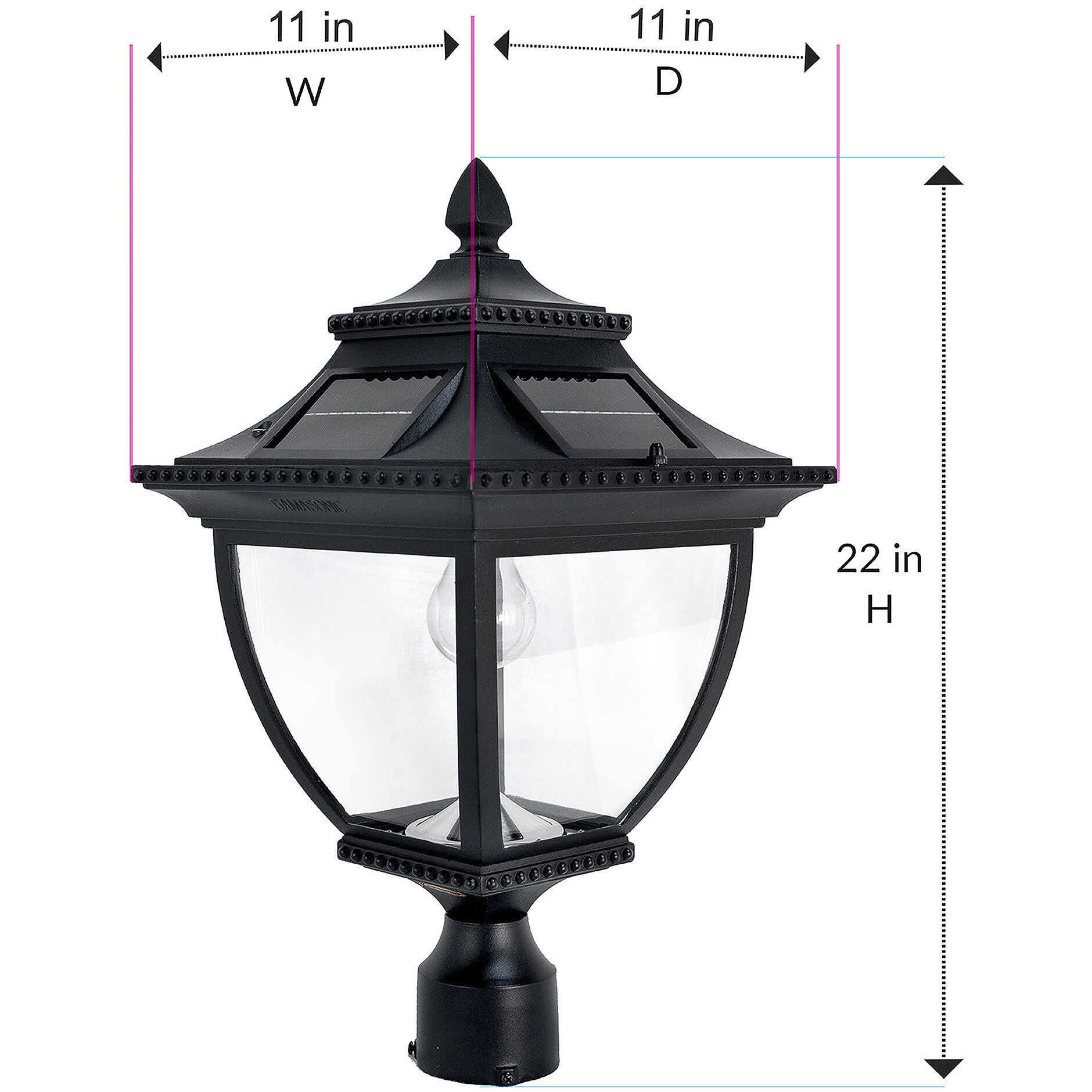 Pagoda LED 22 inch Black Outdoor Post Light, Solar