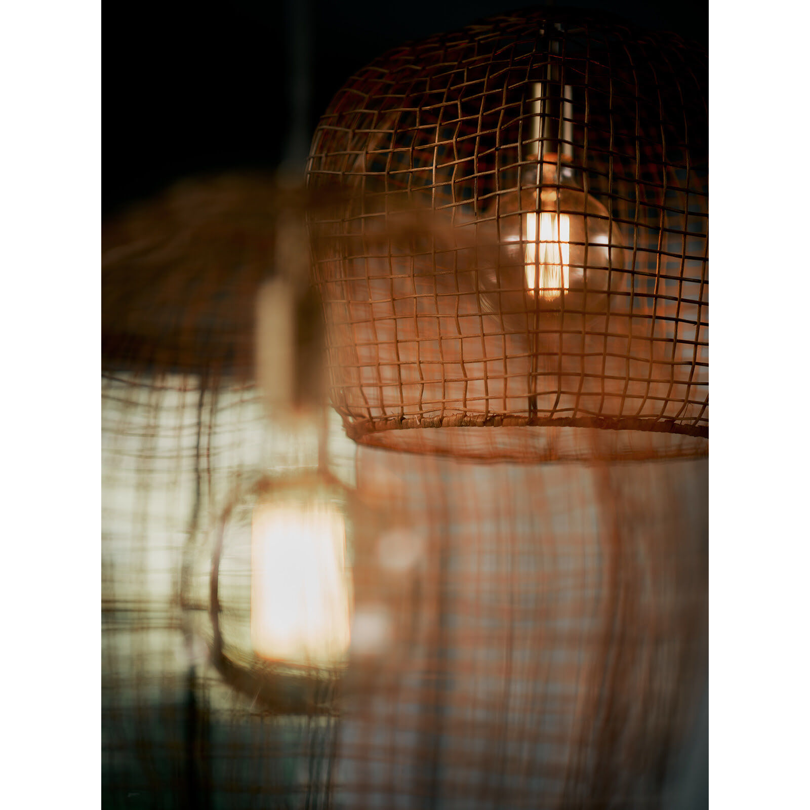 Selene 3 Light 51 inch Natural Multi Basket Chandelier Ceiling Light