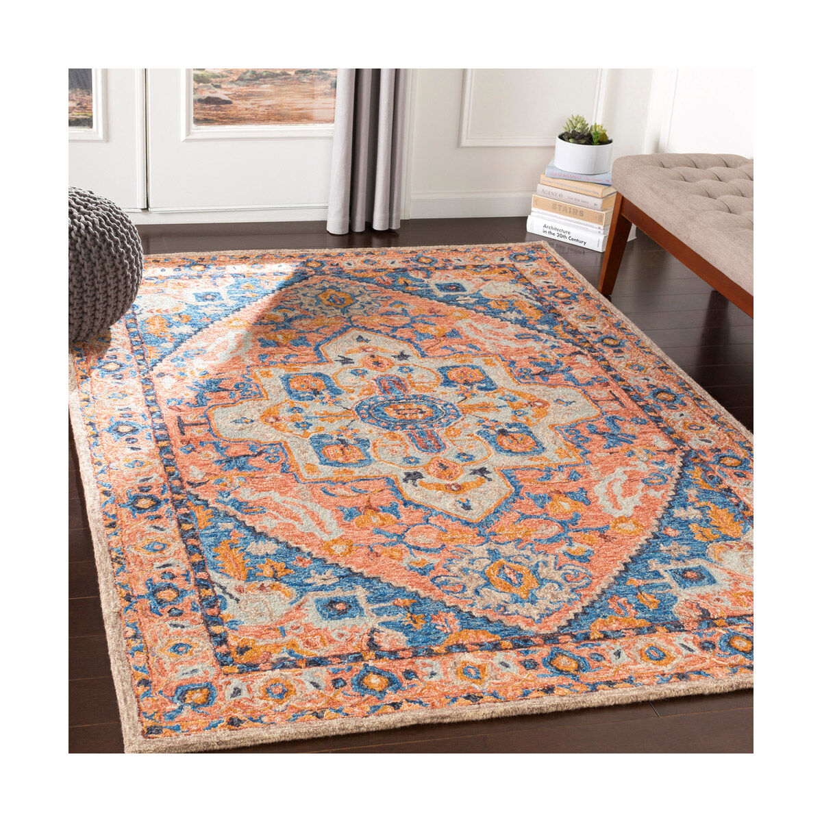 Panipat 90 X 60 inch Camel/Clay/Bright Blue/Dark Blue/Taupe/Light Gray Rugs, Rectangle