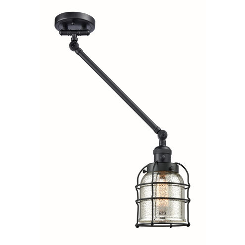 Small Bell Cage 30 inch 60.00 watt Matte Black Swing Arm Wall Light, Franklin Restoration