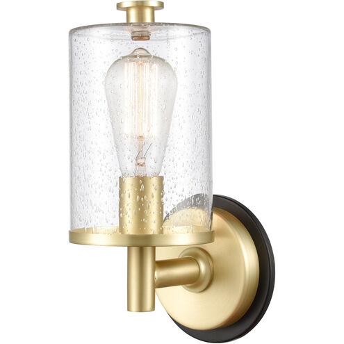 Marlowe LED 5 inch Black Satin Brass Bath Vanity Light Wall Light in Seedy Glass