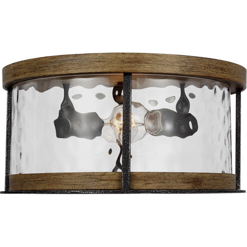 Lanesnoro 2 Light 14 inch Distressed Weathered Oak / Slate Grey Metal Flush Mount Ceiling Light