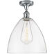 Edison Bristol Glass 1 Light 12 inch Polished Chrome Semi-Flush Mount Ceiling Light in Clear Glass
