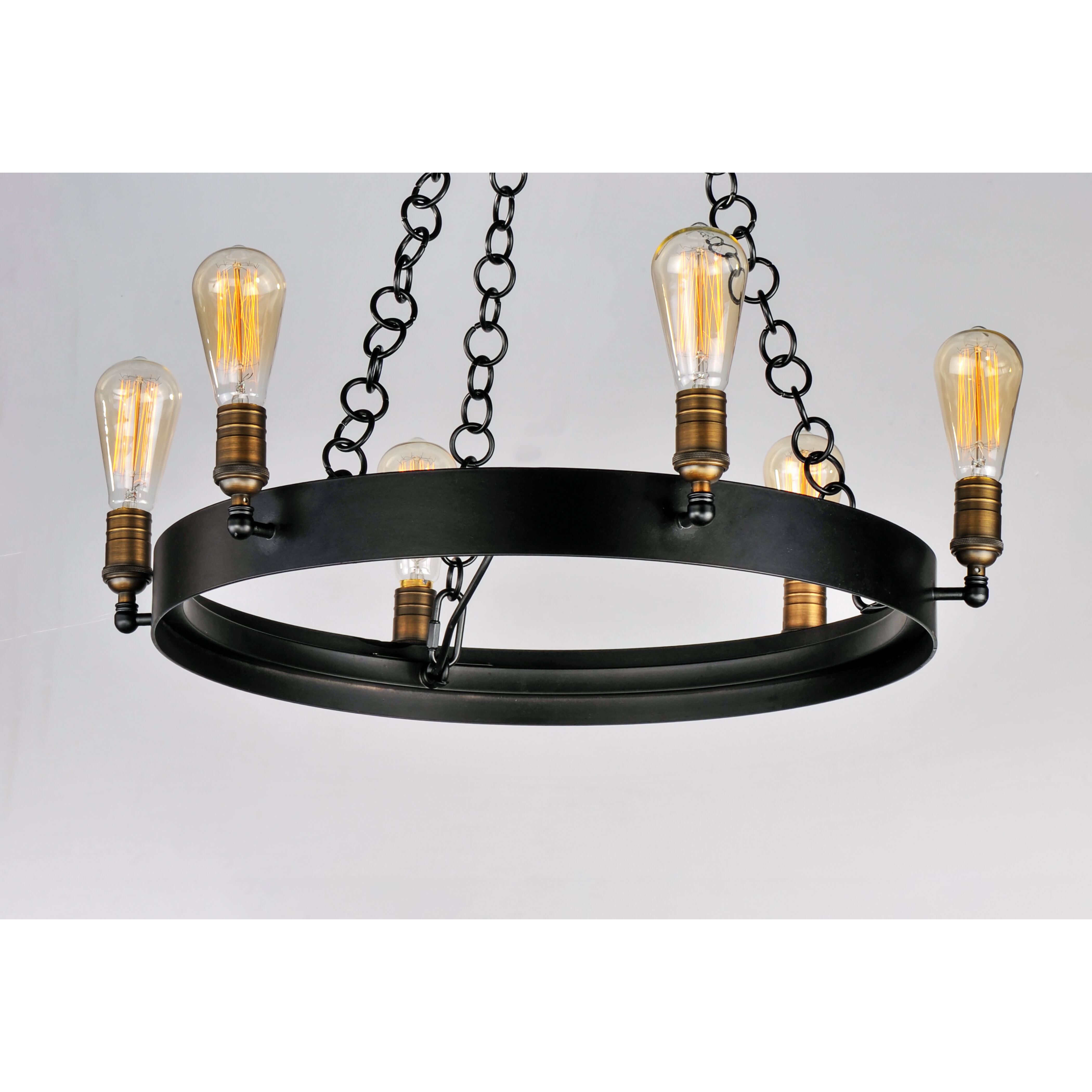 Noble 6 Light 26 inch Black/Natural Aged Brass Chandelier Ceiling Light in Medium Base