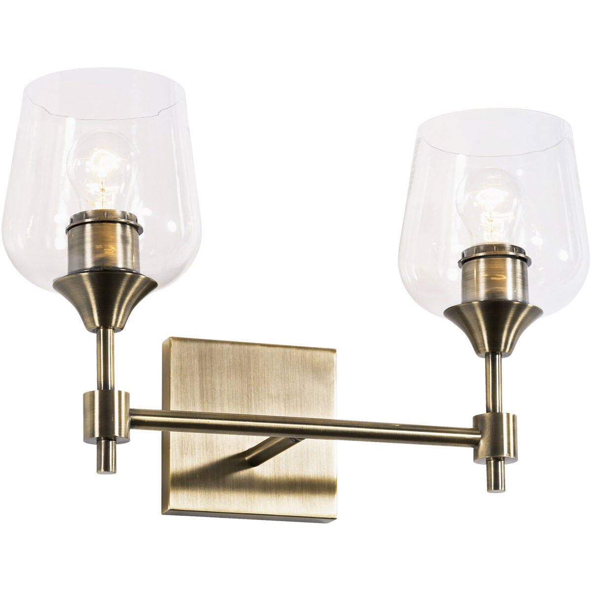 Margaux 2 Light 14.25 inch Antique Brass and Clear Bath Vanity Light Wall Light