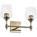 Margaux 2 Light 14.25 inch Antique Brass and Clear Bath Vanity Light Wall Light