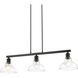 Yep Carver 3 Light 35.5 inch Matte Black Semi-Flush Mount Ceiling Light in Clear Glass