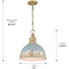 Alison Pendant Ceiling Light in Antique Teal, Medium