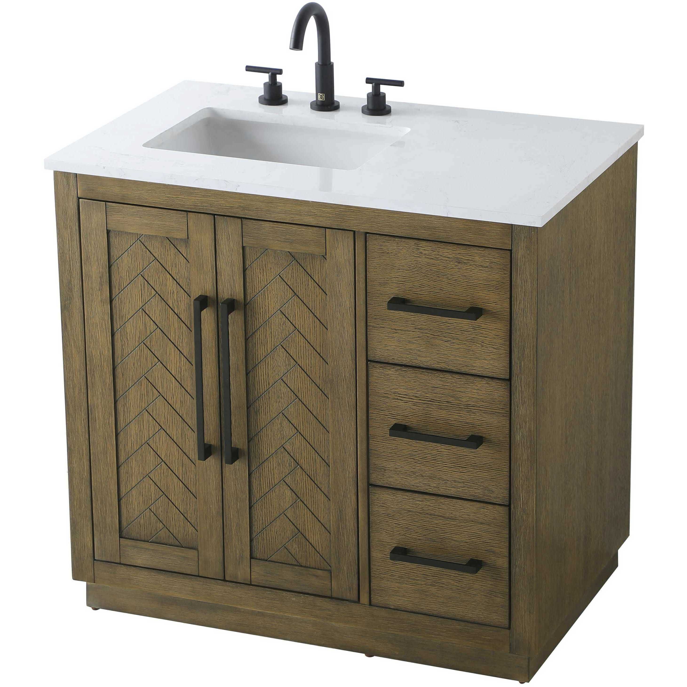 Chase 36 X 34 inch Hazel Oak Bathroom Vanity Cabinet