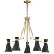 Lamar 5 Light 30 inch Matte Black with Warm Brass Chandelier Ceiling Light