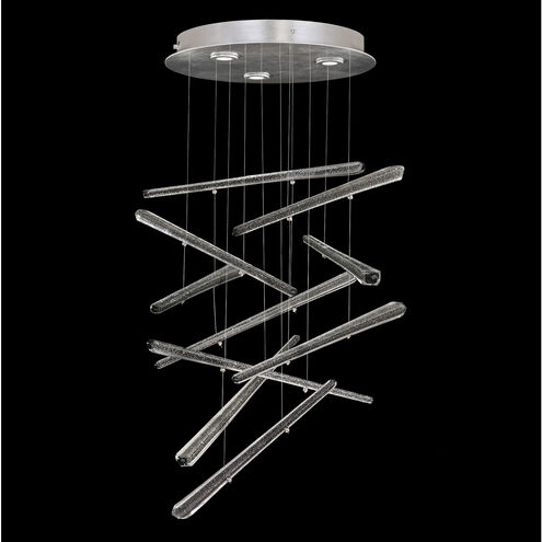 Elevate 3 Light 23 inch Silver Pendant Ceiling Light in Silver Leaf, Ebony Stardust Spires Studio Glass