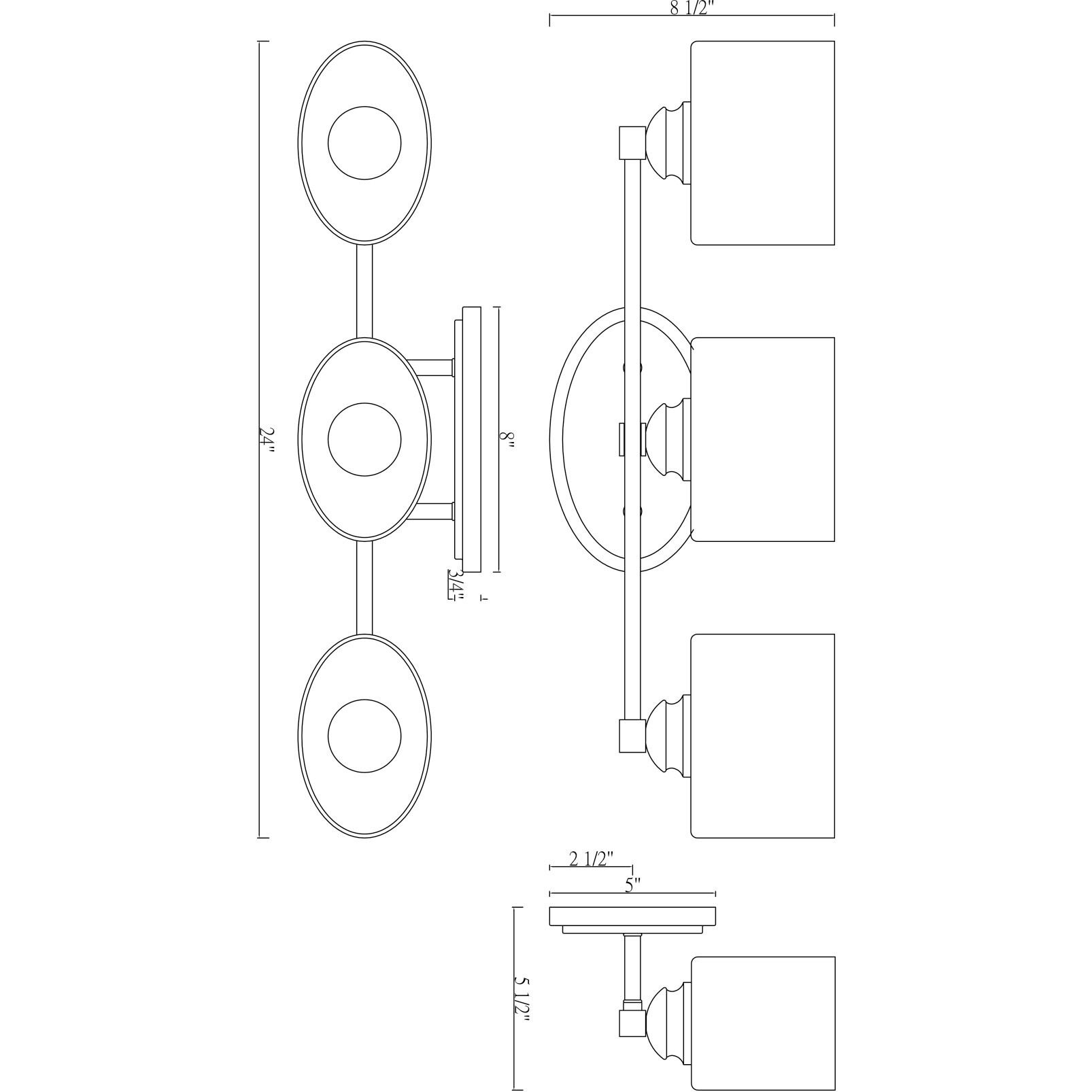 Kane 3 Light 24 inch Satin Nickel Bathroom Vanity Light Wall Light, Essentials