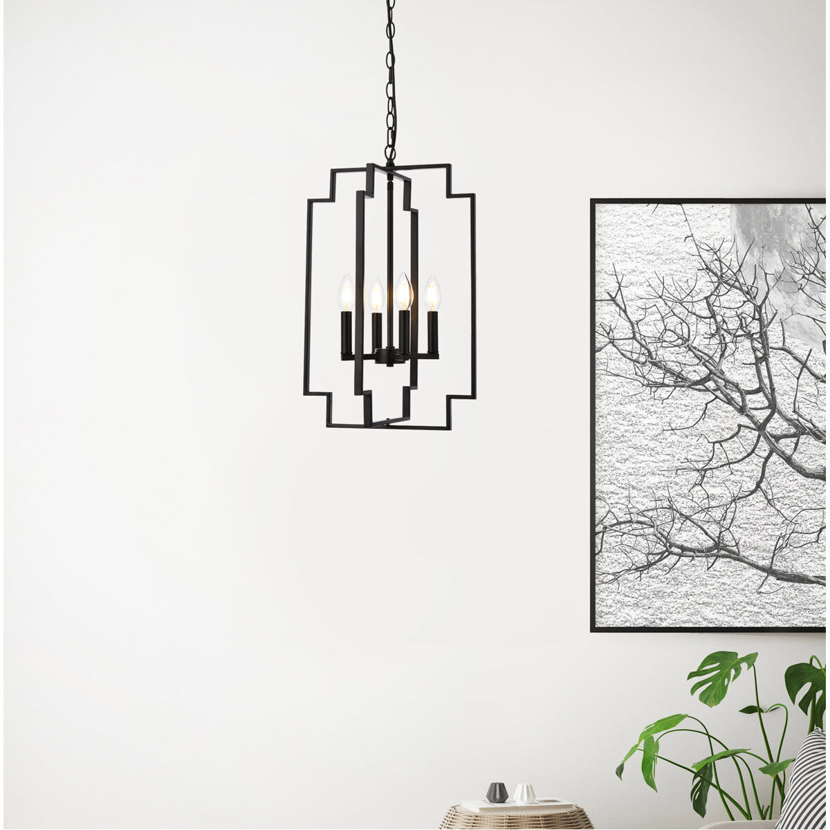 Rosenfeld 4 Light 13.5 inch Black Pendant Ceiling Light