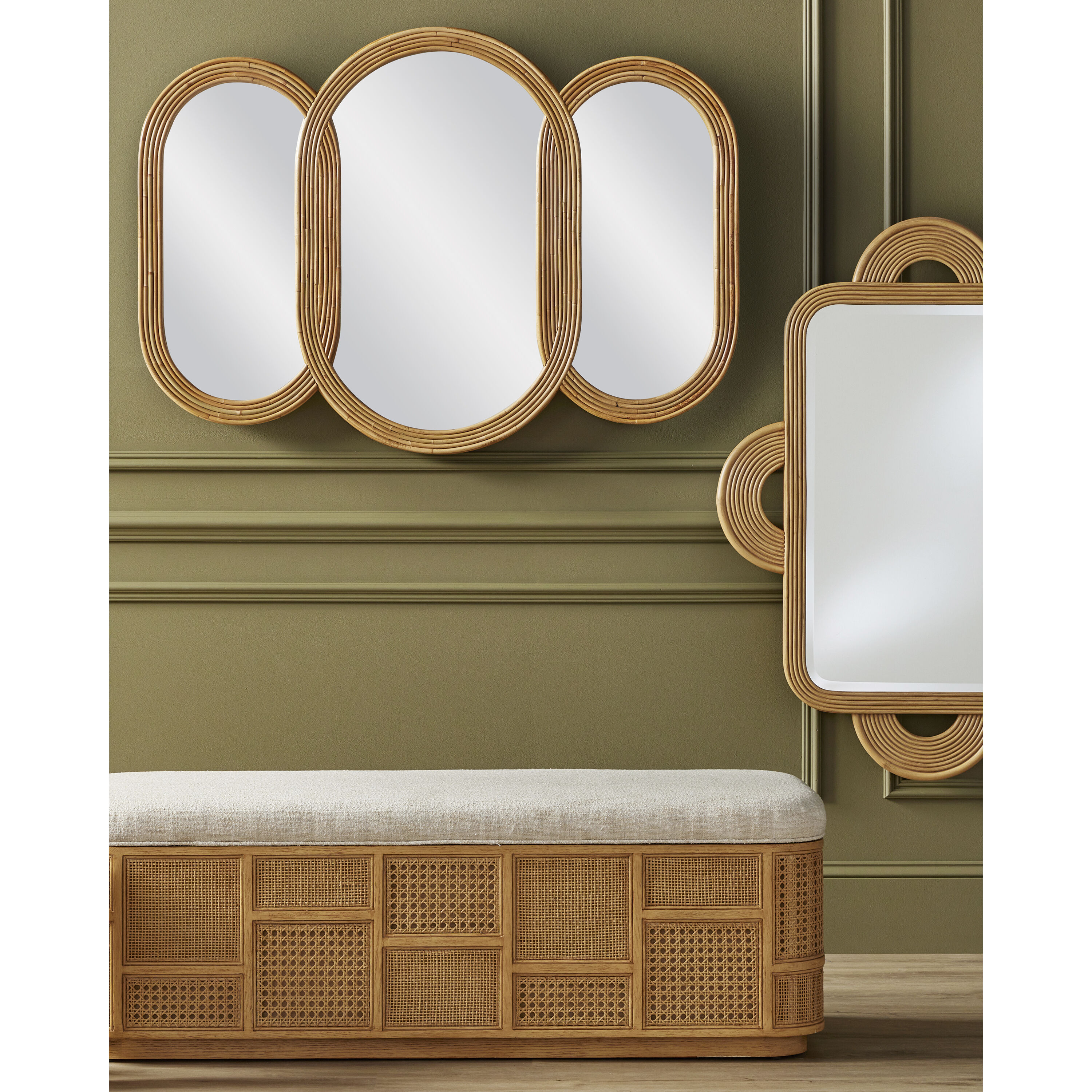 Triboa 50.25 X 36 inch Arurog and Khaki with Mirror Mirror
