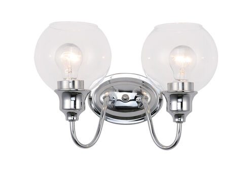 Ballord 2 Light 14 inch Polished Chrome Bath Vanity Wall Light in Clear