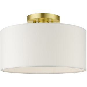 Meridian 1 Light 13 inch Satin Brass Semi Flush Ceiling Light