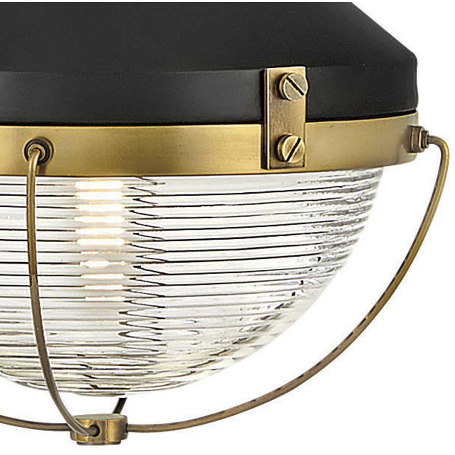 Crew 1 Light 12 inch Heritage Brass with Black Indoor Pendant Ceiling Light