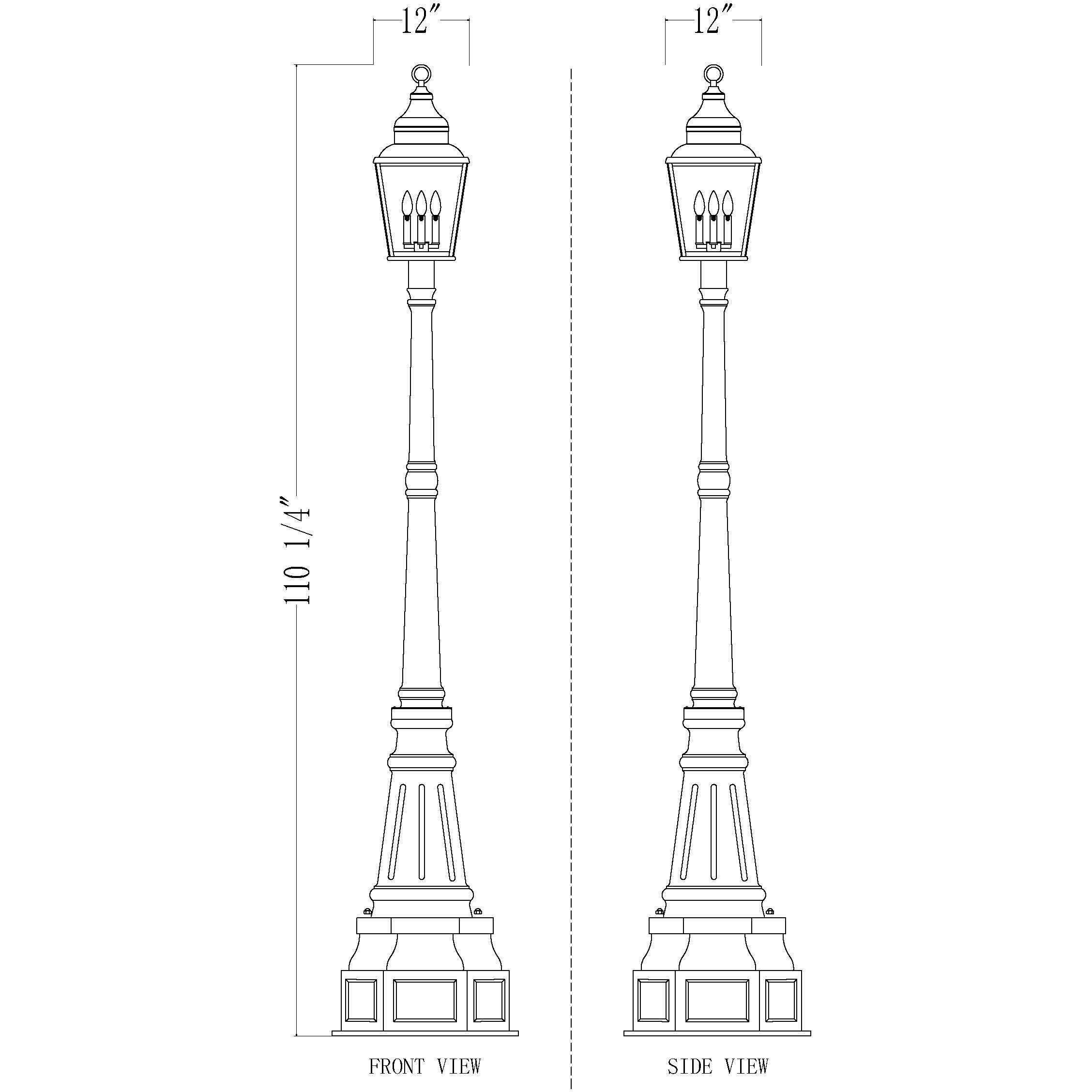 Raphael 3 Light 110 inch Sand Black Outdoor Post Mounted Fixture in Soft Sand Black