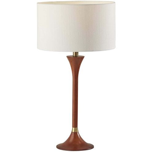 Rebecca 26 inch 100.00 watt Walnut Rubberwood with Antique Brass Accent Table Lamp Portable Light