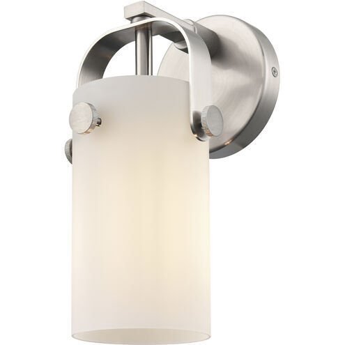 Pilaster II Cylinder 1 Light 4.5 inch Satin Nickel Sconce Wall Light in Matte White Glass