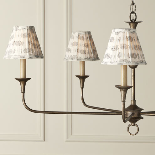 Block Print Natural and Charcoal Pleated Chandelier Shade