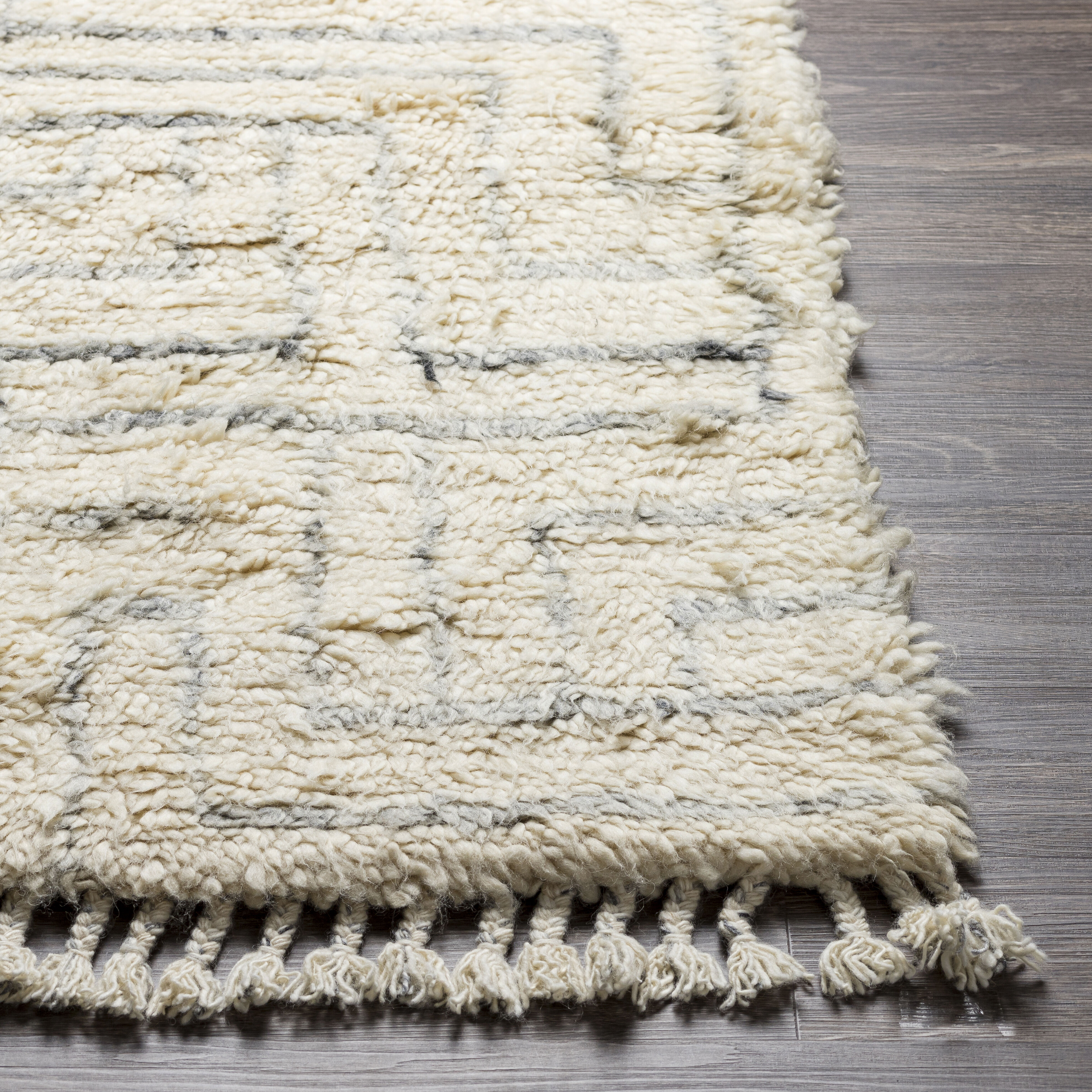 Camille 90 X 60 inch Cream Rug in 5 x 8, Rectangle