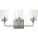 Hudson 3 Light 20.5 inch Satin Nickel Bath Vanity Wall Light in Clear