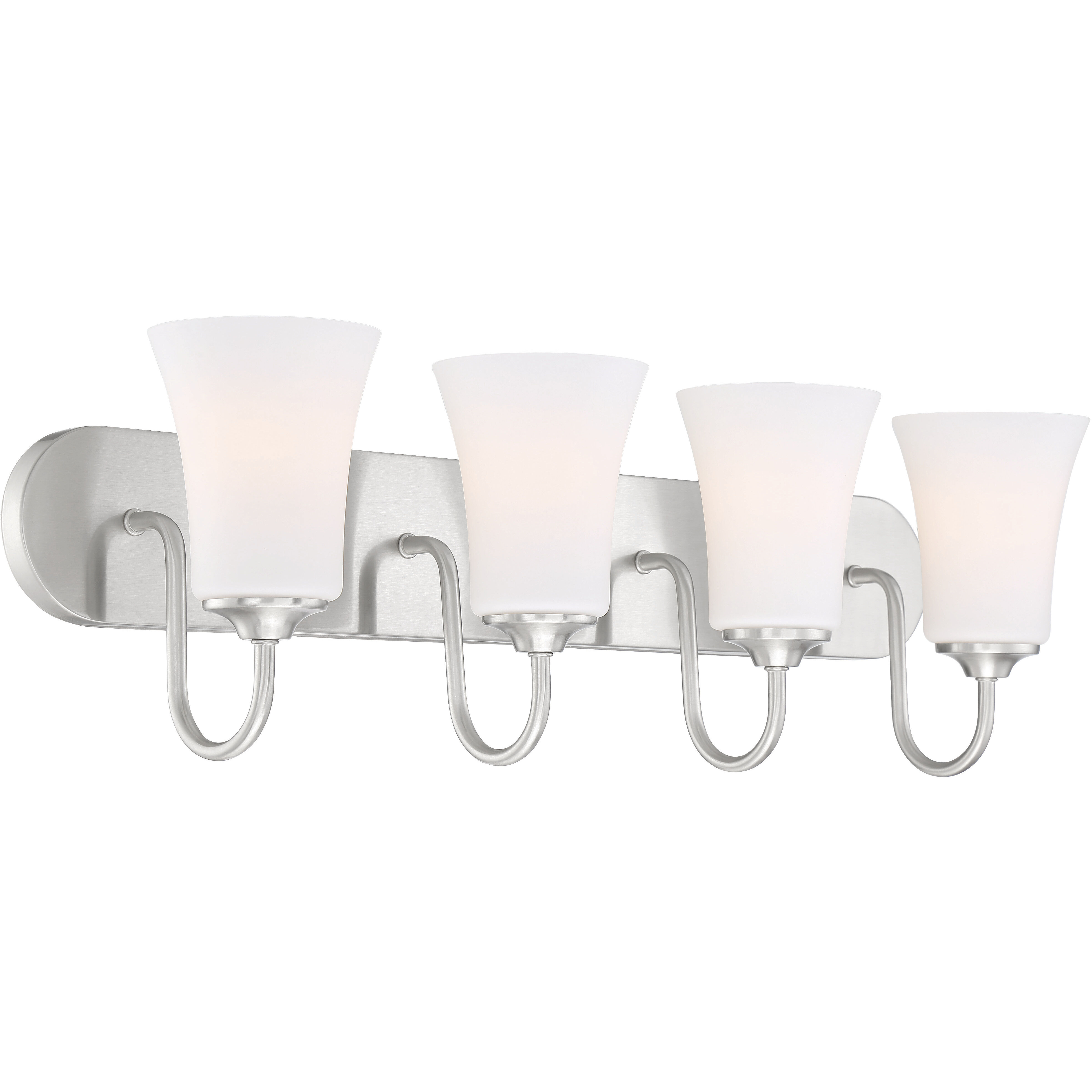 Neighborhood Gwyneth 4 Light 30 inch Brushed Polished Nickel Vanity Light Wall Light in White Frost Glass, Neighborhood Collection