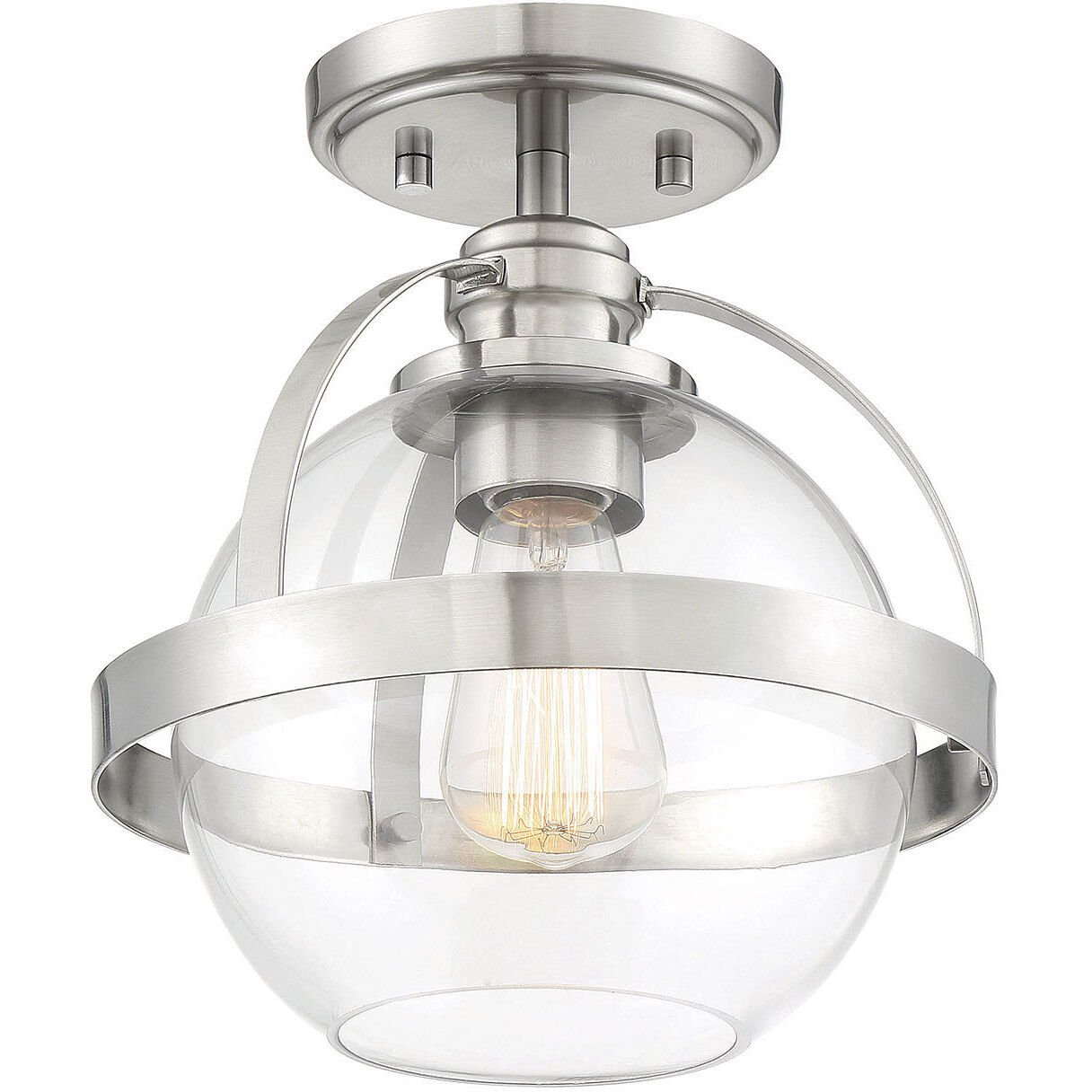 Pendleton 1 Light 9.38 inch Satin Nickel Semi-Flush Ceiling Light, Essentials