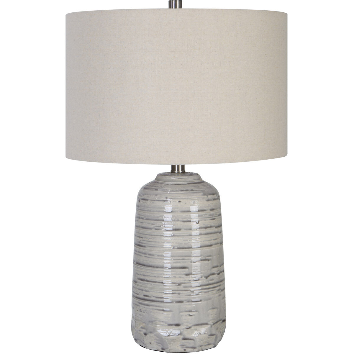 Cyclone 25 inch 150.00 watt Ivory Glaze with Striped Gray Drip Table Lamp Portable Light