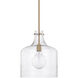 Elijah 1 Light 12 inch Aged Brass Pendant Ceiling Light