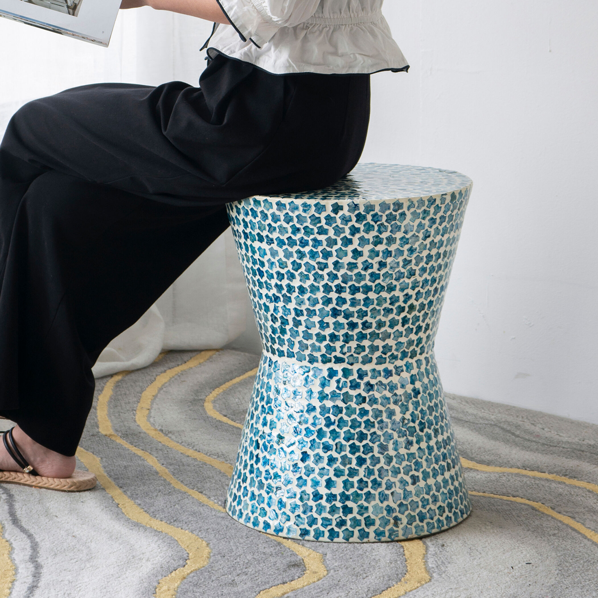 Anita 19.7 inch Blue Stool