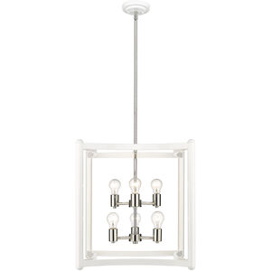 Coyle 6 Light 20 inch White with Polished Nickel Cluster Pendant Ceiling Light