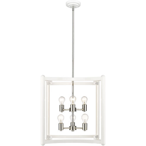 Coyle 6 Light 20 inch White with Polished Nickel Cluster Pendant Ceiling Light