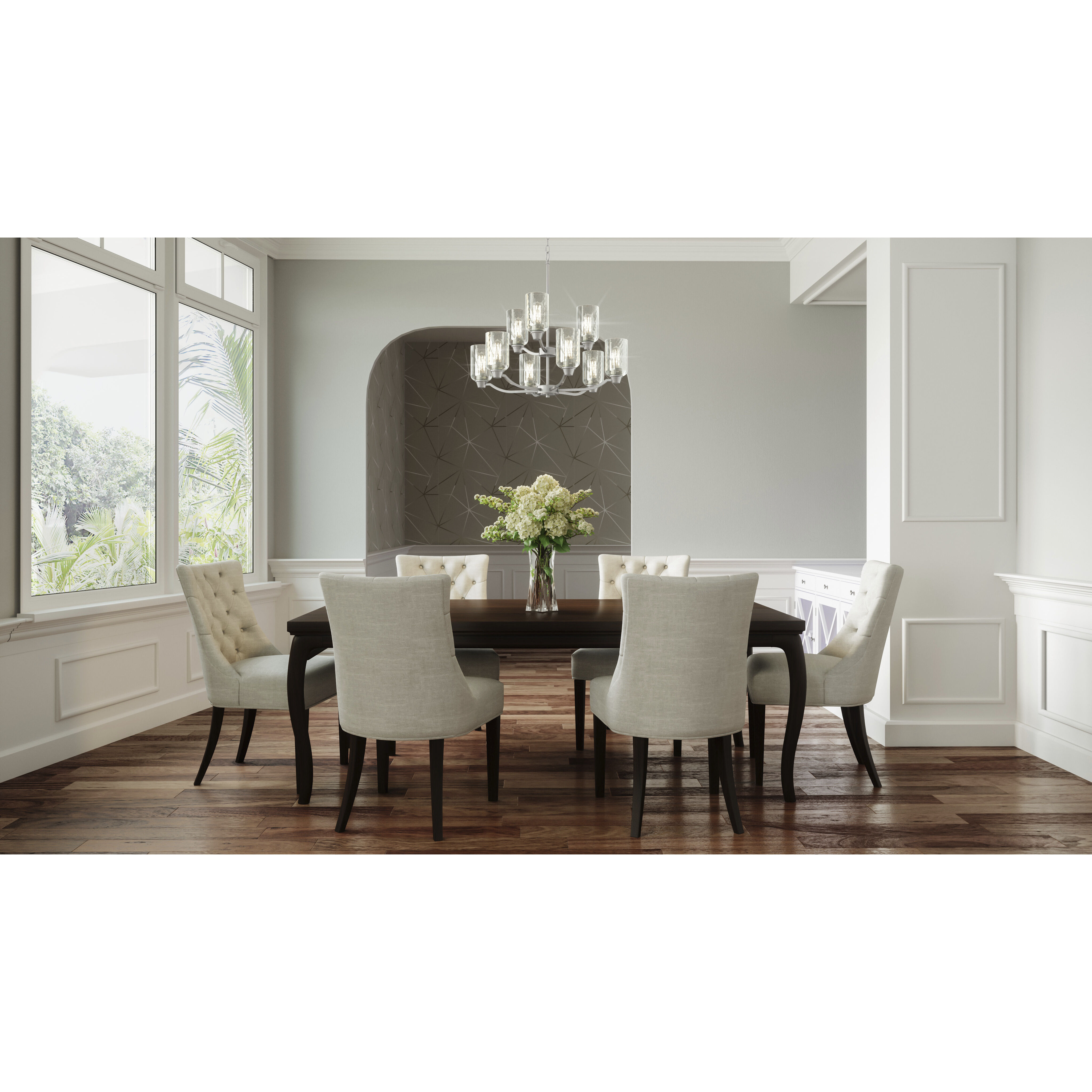 Acacia 9 Light 29 inch Brushed Nickel Chandelier Ceiling Light