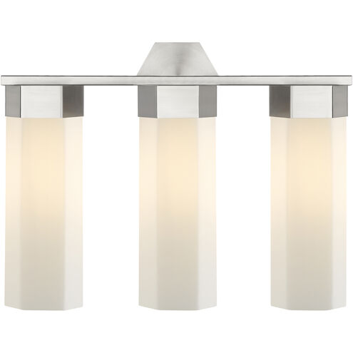 Claverack 3 Light 22.38 inch Satin Nickel Bath Vanity Light Wall Light in Matte White Glass