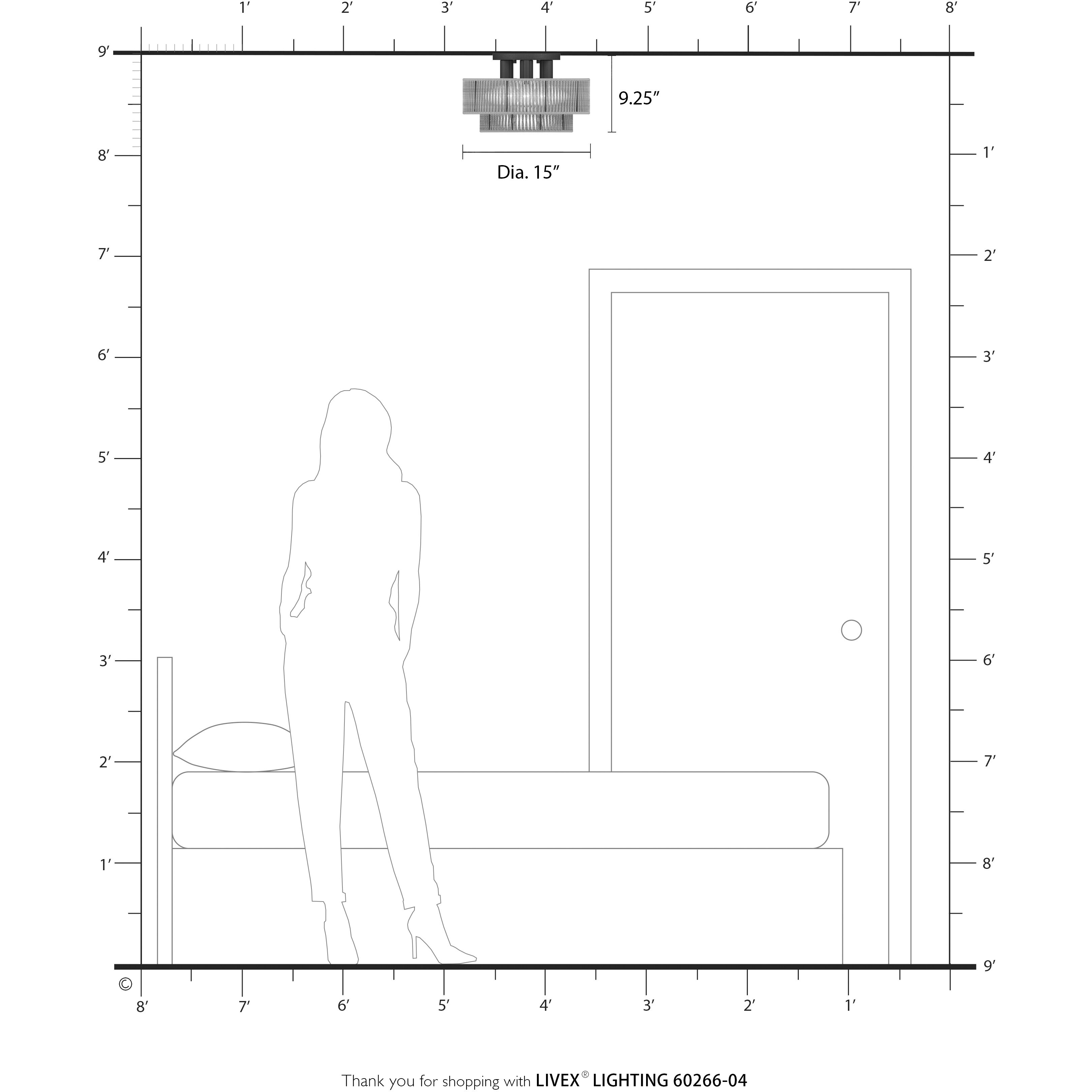 Acordia 3 Light 15 inch Black Semi Flush Mount Ceiling Light, Large