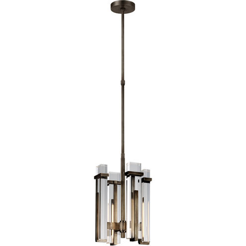 Ian K. Fowler Malik LED 12 inch Bronze Chandelier Ceiling Light in Clear Glass, Small